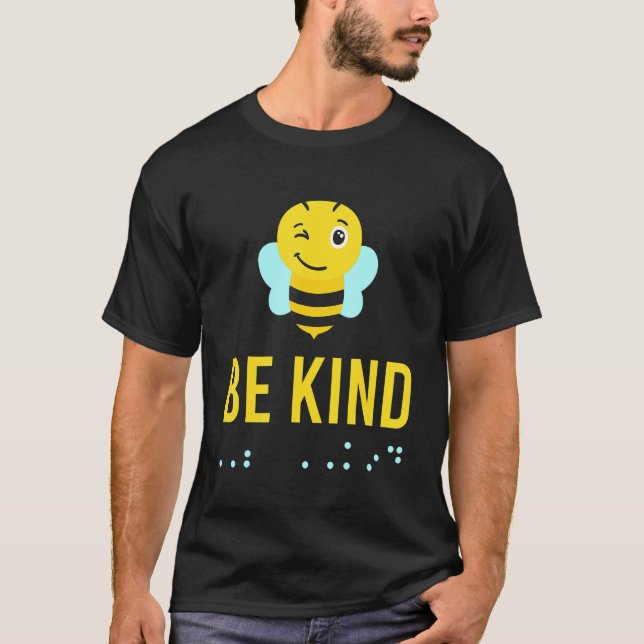 Camiseta Be Kind Sign Braille Language Bee Smile Graphic Ye (Frente)