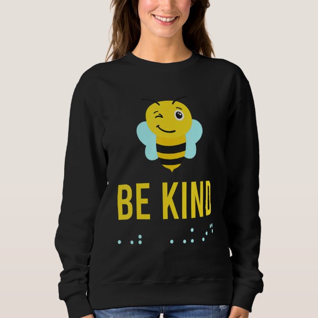 Camiseta Be Kind Sign Braille Language Bee Smile Graphic Ye (Frente)