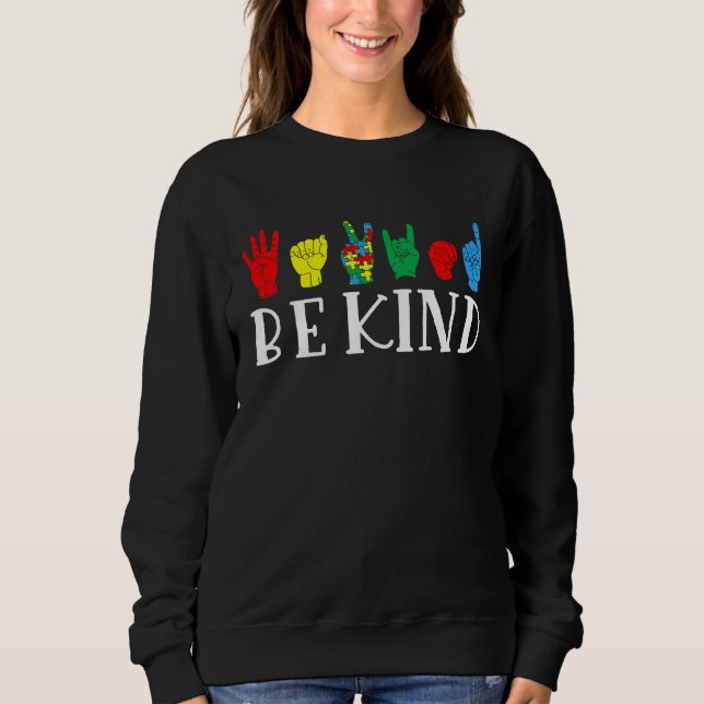 Camiseta Be Kind Sign Language Autism Awareness Month Puzzl (Frente)