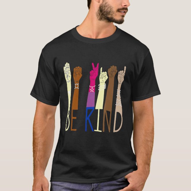 Camiseta Be Kind Sign Language Hand Talking LGBT Bisexual P (Frente)