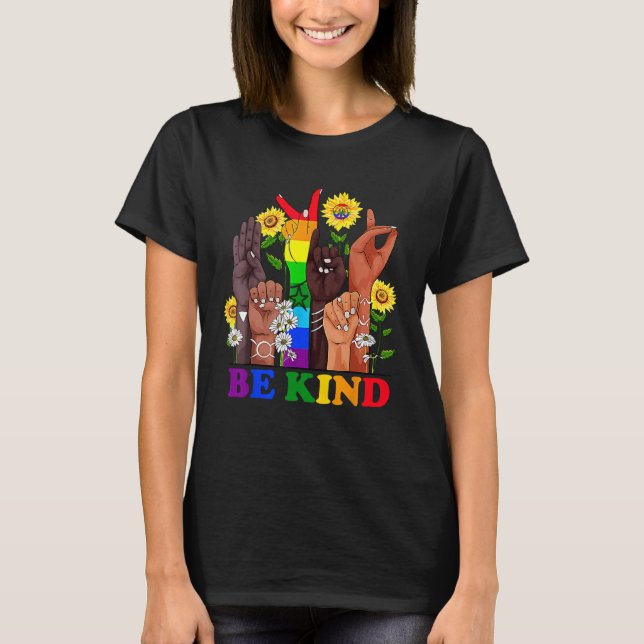 Camiseta Be Kind Sign Language Rainbow Kindness Equality LG (Frente)