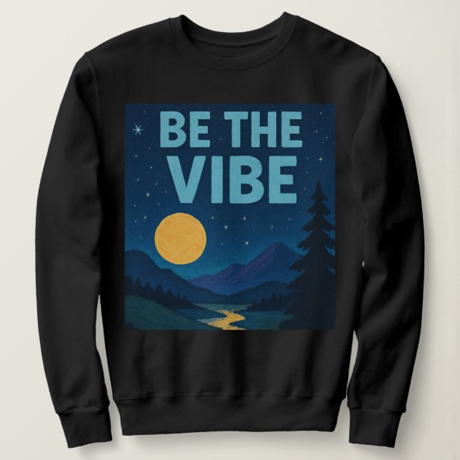 Camiseta “Be The Vibe” Retro Crayon Nightscape Wear (Frente do Design)