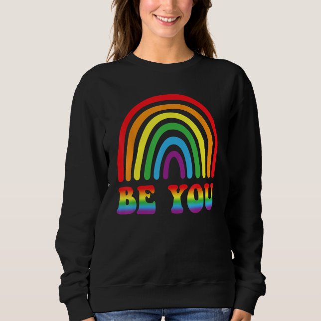 Camiseta BE YOU Rainbow LGBT Flag Gay Pride Month Lesbian (Frente)