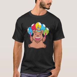 Camiseta Bea Animal da Floresta de Urso Cinzento com Corte