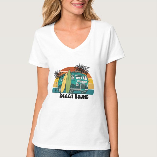 Camiseta Beach Bound, Retro Surf Up (Frente)