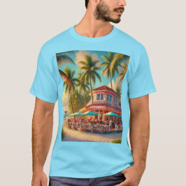 Camiseta Beach Cafe Aruba Tropical Blue T Shirt
