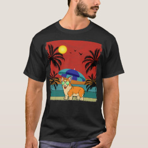 Camiseta Beach Coconut Tree Retro Graphic Welsh Corgi Lover