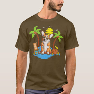 Camiseta Beach Corgi Summer Surfing Dog Fala Viagem Vacat