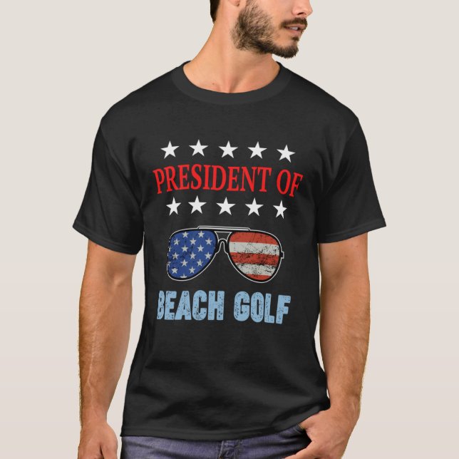 Camiseta Beach Golf Accessories  USA Flag Beach Saying (Frente)