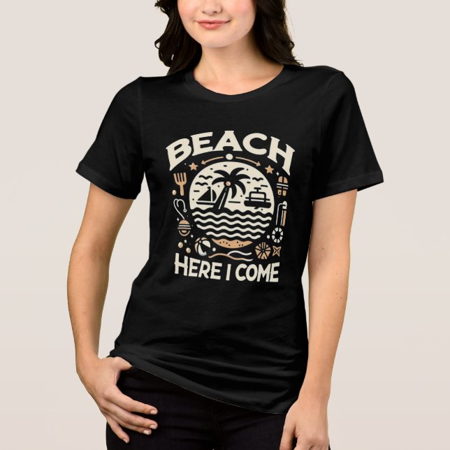 Camiseta Beach Here I Come Tropical Sunset Fun (Frente)