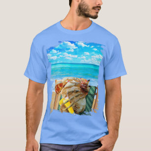 Camiseta Beach Hermit Crab Chiling Bebendo Pizza Funny Cu