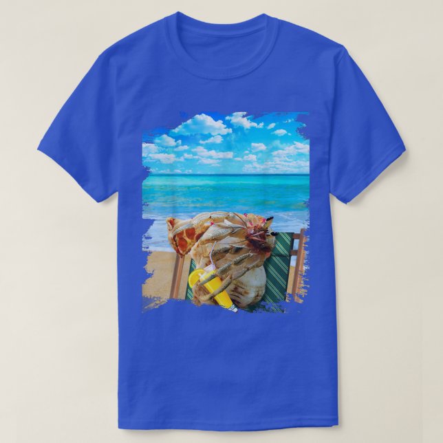 Camiseta Beach Hermit Crab Chilling Drinking Pizza Funny Cu (Frente do Design)