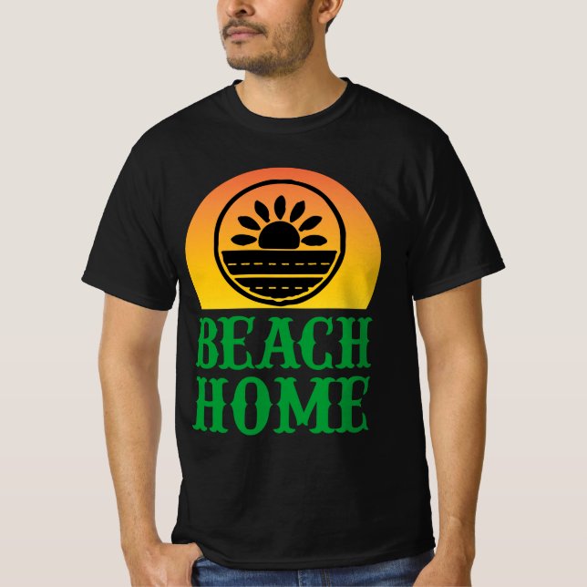 Camiseta Beach Home Sunset Coaster Design (Frente)