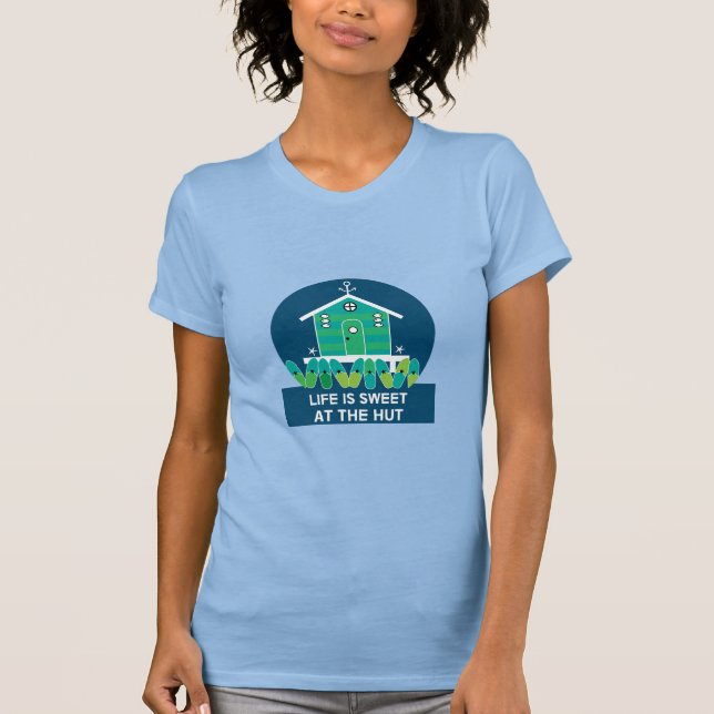 Camiseta Beach Hut | Proprietários de Hut | Bandeja de serv (Frente)