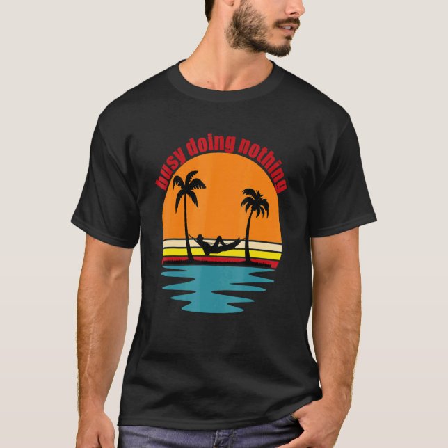 Camiseta Beach Life Hammock Palm Trees Sun Surf Beber (Frente)