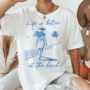 Camiseta Beach Life Peaceful Walk Watercolor Art Shirt