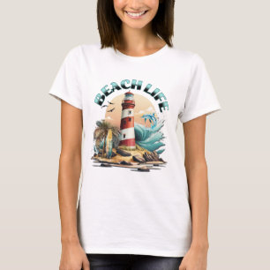 Camiseta Beach Life Praia Tropical e Farol