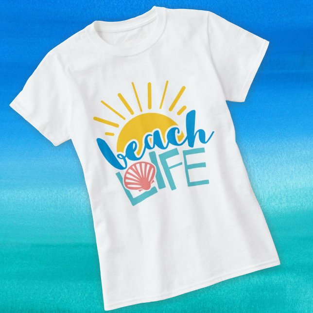 Camiseta Beach Life Sunshine Seashell Férias Cute Summer (Criador carregado)