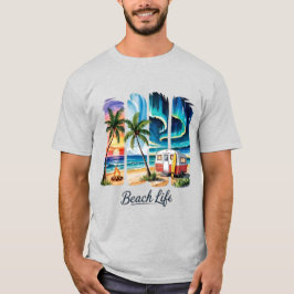 Camiseta Beach Life Vintage | Tropical Camper & Ocean Parad