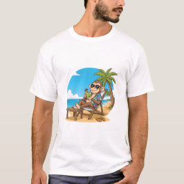 Camiseta Beach Monkey Coconut Funny Cartoon Mens Summer
