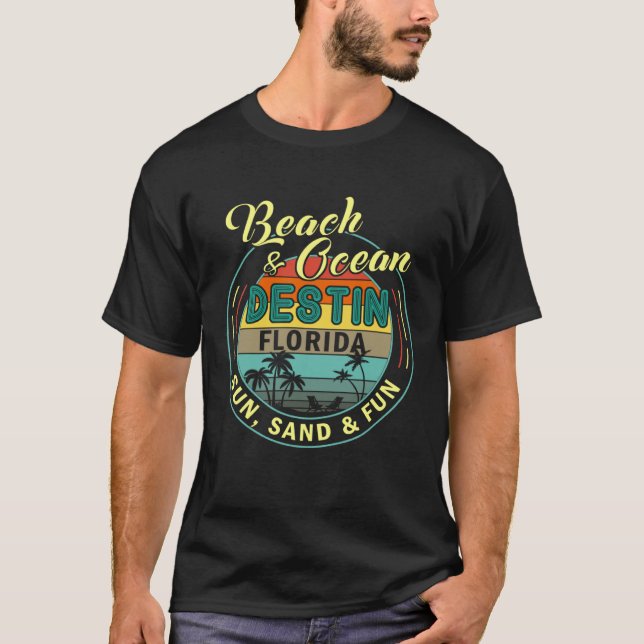 Camiseta Beach & Ocean Destin Florida Sun Sand Fun (Frente)