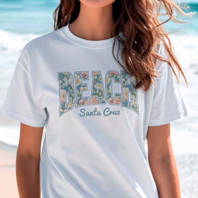 Camiseta BEACH Skyline Blue Retro Floral (BEACH Skyline Retro Floral TShirt)