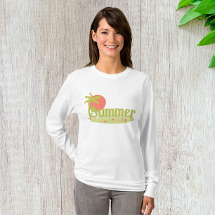 Camiseta Beach Summer Sun E Tree Womens De Longa Capa