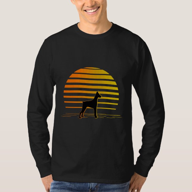 Camiseta Beach Sunset E Doberman Dog (Frente)