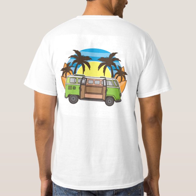 Camiseta Beach Van e Palm Tree Design (Verso)