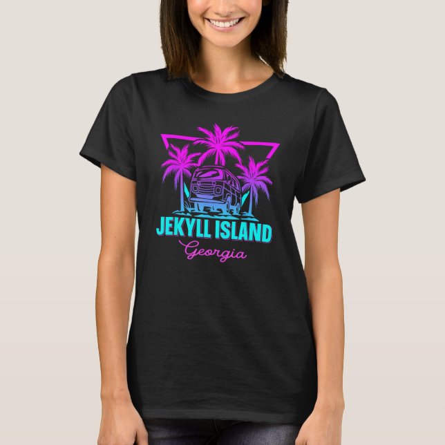 Camiseta Beach Vaporwave Vacation Souvenir Jekyll Island (Frente)