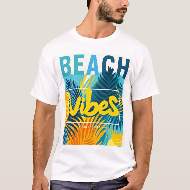 Camiseta Beach Vibes - Estilo de rua tropical (Frente)