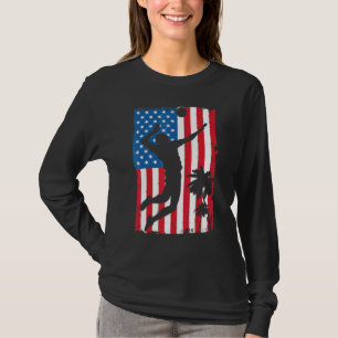 Camiseta Beach Voleibol Americano Flag Usa Sports Vintage