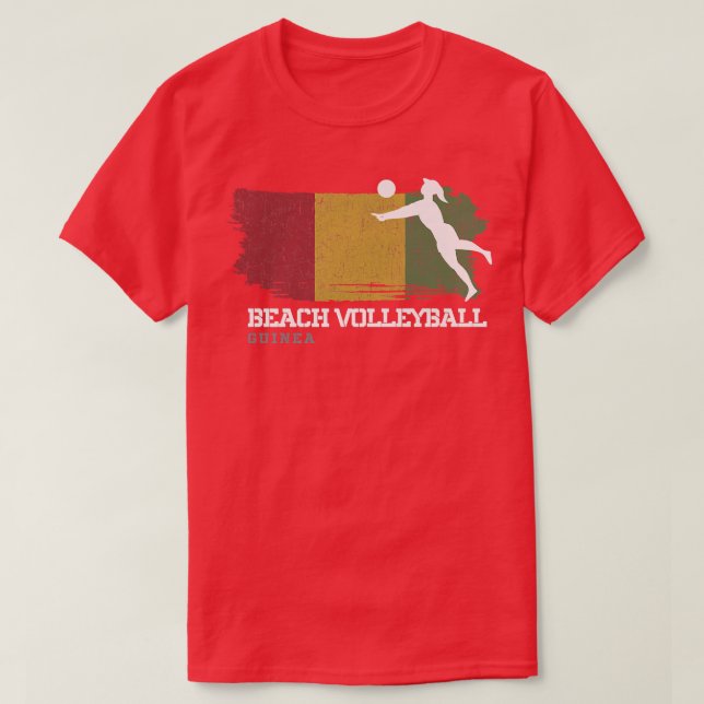 Camiseta Beach Volleyball Womens Guinea Flag Volleyball Gir (Frente do Design)