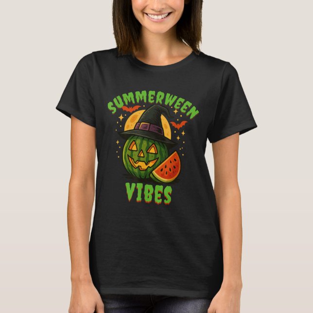 Camiseta Beach Watermelon Summerween Vibes Witeen Halloween (Frente)