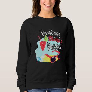 Camiseta Beaches Booze Besties Meninas Viagem Fim de Semana