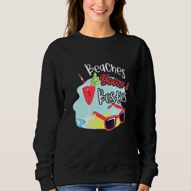 Camiseta Beaches Booze Besties Meninas Viagem Fim de Semana (Frente)