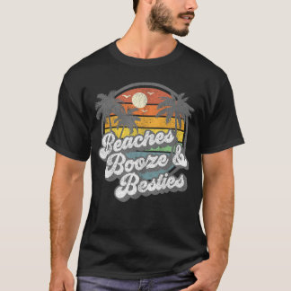 Camiseta Beaches Booze e Besties Engraçado Retro 70s Beach 