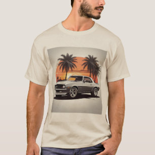 Camiseta "Beachside Camaro Grey Shirt - Coastal Vintage Car