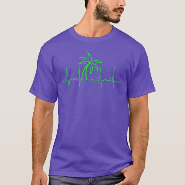 Camiseta Beachtown Vê Palm Tree Heartbeat Verde (Frente)