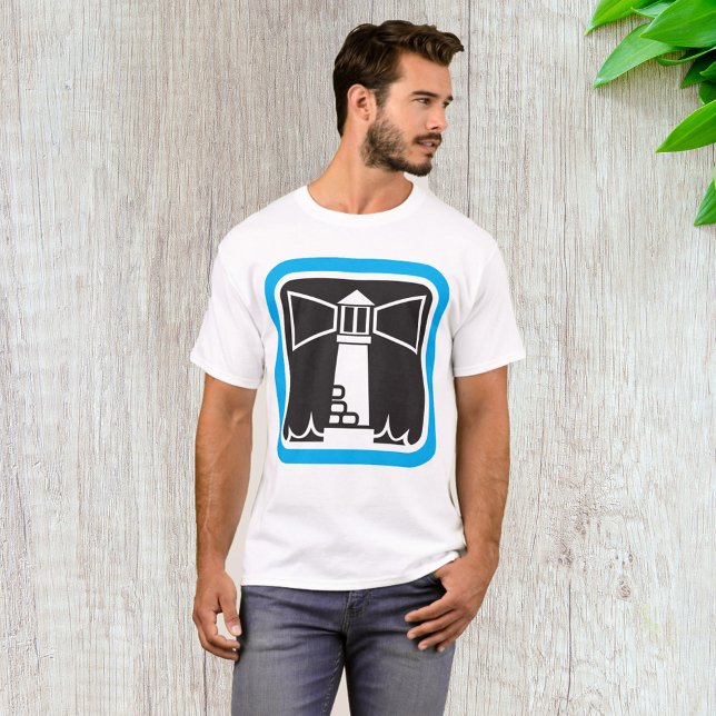 Camiseta Beacon de farol preto com ícone de ondas do oceano (Criador carregado)
