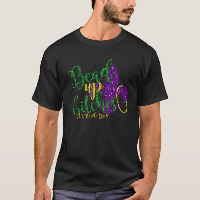 Camiseta Bead, é o Gráfico da Festa de Carnaval do Mardi Gr (Frente)