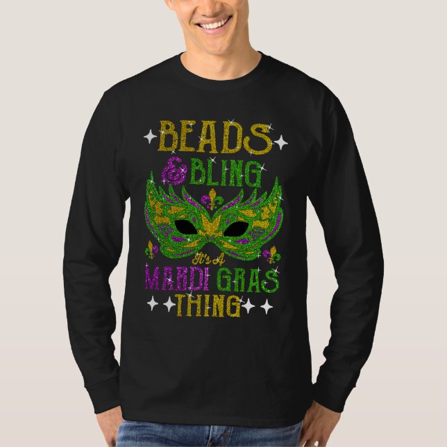 Camiseta Beads And Bling It's A Mardi Gras Thing Cute Carni (Frente)