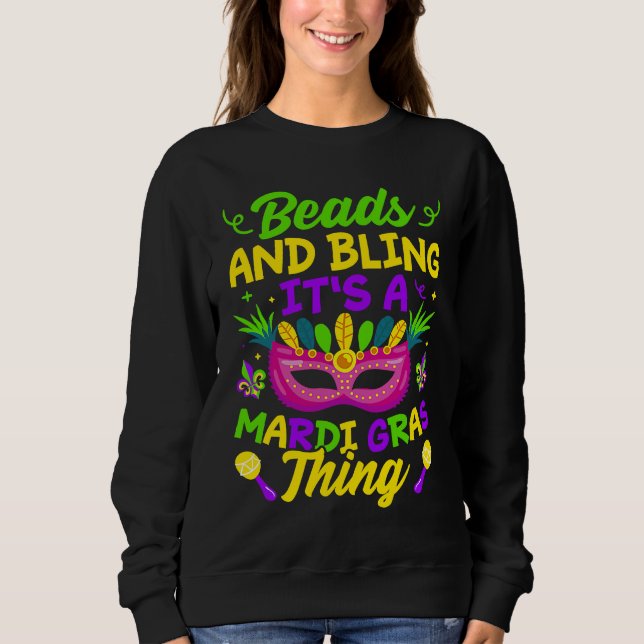 Camiseta Beads And Bling It's A Mardi Gras Thing  Mardi Gra (Frente)