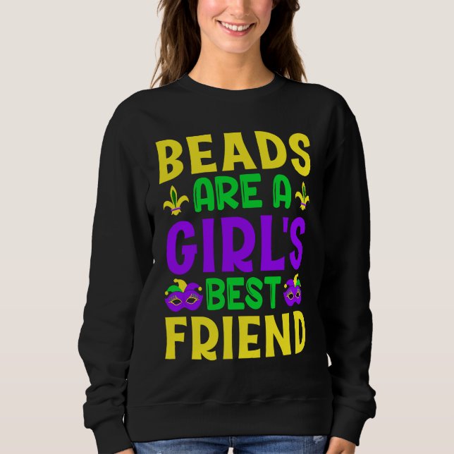 Camiseta Beads Are A Girls Best Friend Mardi Gras (Frente)