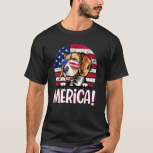 Camiseta Beagle 4 De Julho Homem De Bandeira Americano Mulh