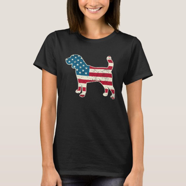 Camiseta Beagle 4th of July Dog  Men Women USA American Fla (Frente)