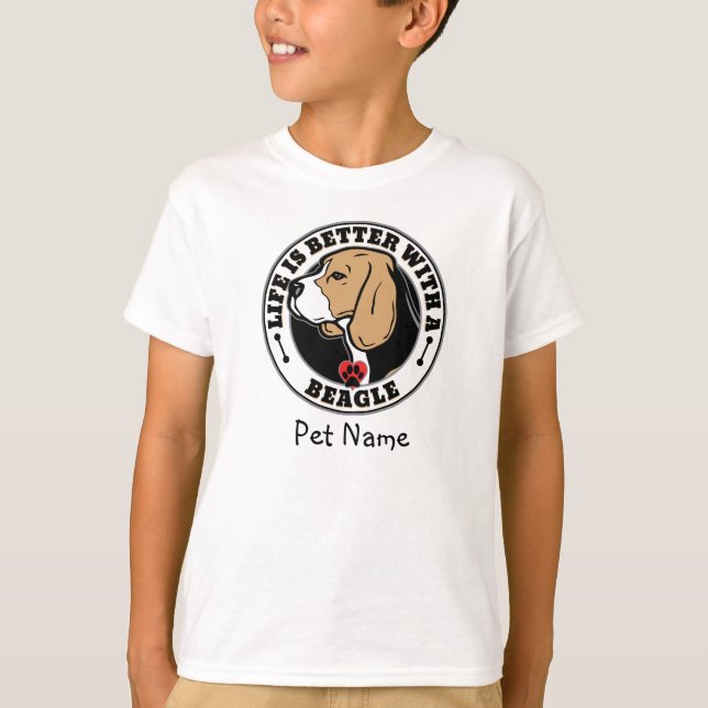 Camiseta Beagle - A Vida Personalizada É Melhor Com Um Beag (Frente)
