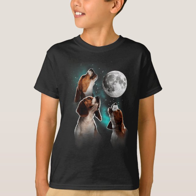 Camiseta Beagle, Beagle Howling Na Lua, Beagle Lover (Frente)