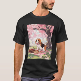 Camiseta Beagle Cherry Blossom Engraçado Picnic Cão