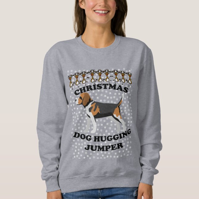 Camiseta Beagle Christmas Dog Hugging (Frente)